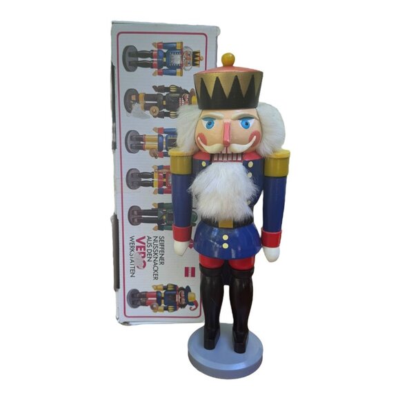 Vtg Vero Seiffen Nussknacker Aus Nutcracker King Konig Blau Made In Germany 14" - Picture 6 of 7